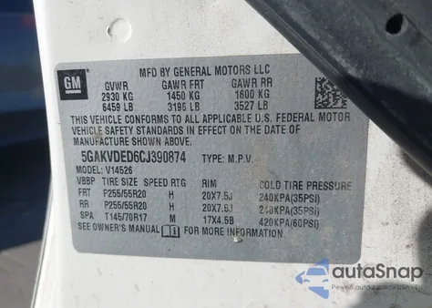 2012 Buick Enclave Premium z USA, uszkodzony, nr VIN 5GAKVDED6CJ390874